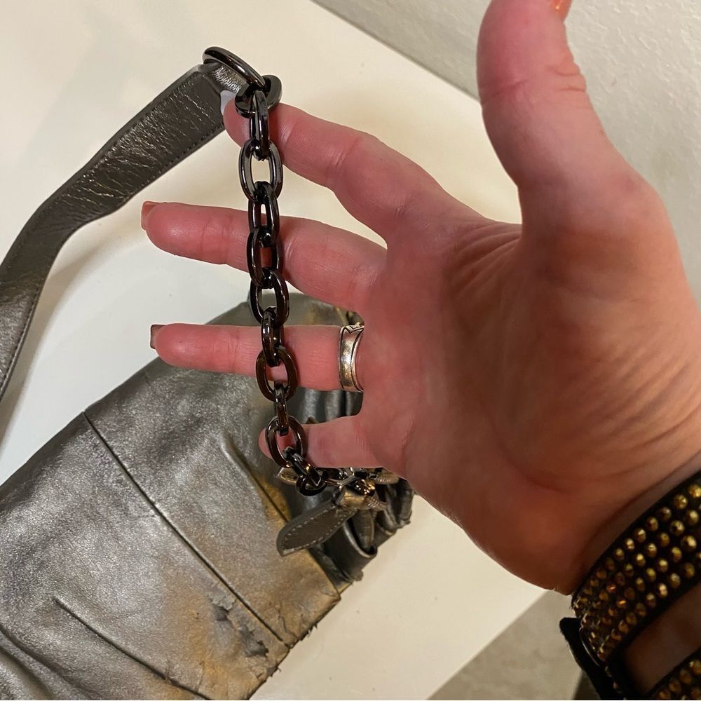 Metallic Silver Ruffled Shoulder Bag - Picture 5 of 10